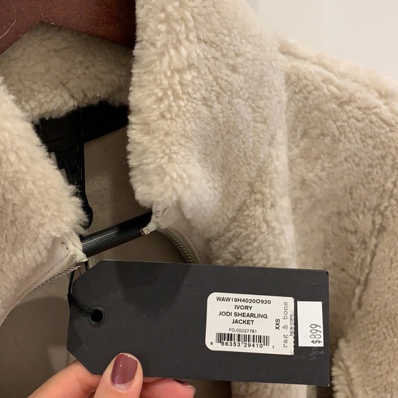 Ragbone Jodi Shearling Jacket Ivory Xxs 